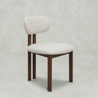 Beige eetkamerstoel met walnoot kleur onderstel