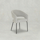 Boucle beige eetkamerstoel met zwart onderstel