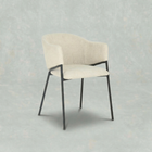 Linnen beige eetkamerstoel met zwart onderstel