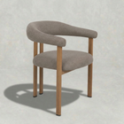 Taupe eetkamerstoel met eiken kleur onderstel