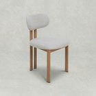 Beige eetkamerstoel met eiken kleur onderstel