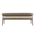 Eetkamerbank Japandi Sora 200 cm Taupe met walnoot onderstel