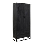 zwarte wandkast van mangohout met lades 90 cm breed