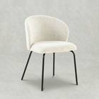 Boucle witte eetkamerstoel met zwart onderstel