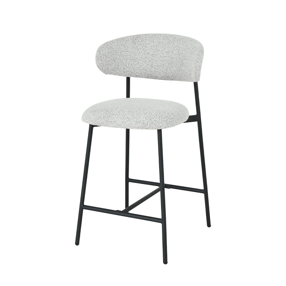 Barkruk Falun Beige Bouclé met zwart onderstel