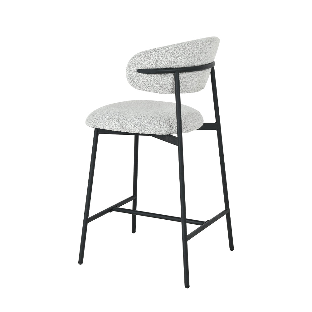 Barkruk Falun Beige Bouclé met zwart onderstel