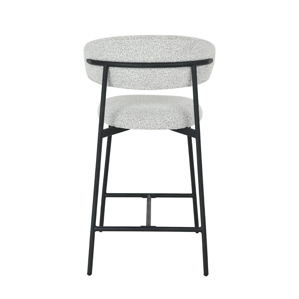 Barkruk Falun Beige Bouclé met zwart onderstel