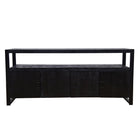 robuust zwart dressoir van mangohout met deurtjes 180 cm breed