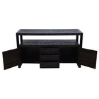 robuust dressoir zwart mangohout met deurtjes en lades 140 cm breed