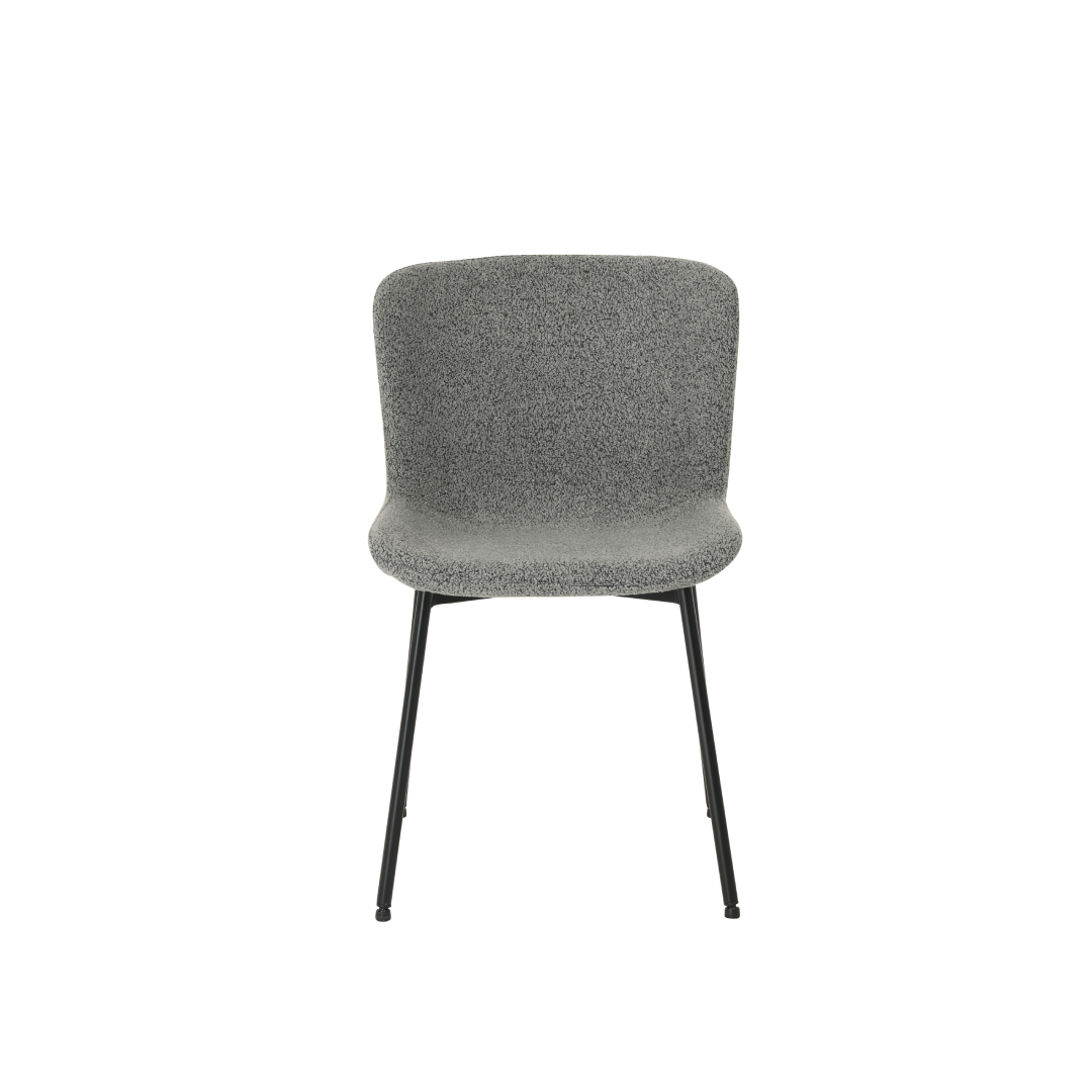 Eetkamerstoel Skagen Donkergrijs Bouclé met zwart onderstel