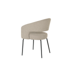 ronde eetkamerstoel zand boucle stof met open rug