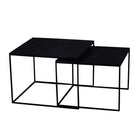 salontafel set van 2 van zwart mangohout met visgraatpatroon