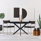 zwarte ovale eettafel met dun mangohouten blad 260 cm breed