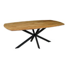 eettafel deens ovaal met dun mangohouten blad en metalen spinpoot 160 cm breed