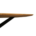 eettafel deens ovaal met dun mangohouten blad en metalen spinpoot 200 cm breed