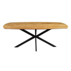 eettafel deens ovaal met dun mangohouten blad en metalen spinpoot 240 cm breed