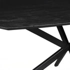 zwarte eettafel deens ovaal met dun mangohouten blad en metalen spinpoot 240 cm breed