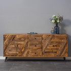 Dressoir van mangohout met schuin geplaatste latten 200 cm breed