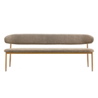 Eetkamerbank Japandi Sora 160 cm Beige met walnoot onderstel voorkant