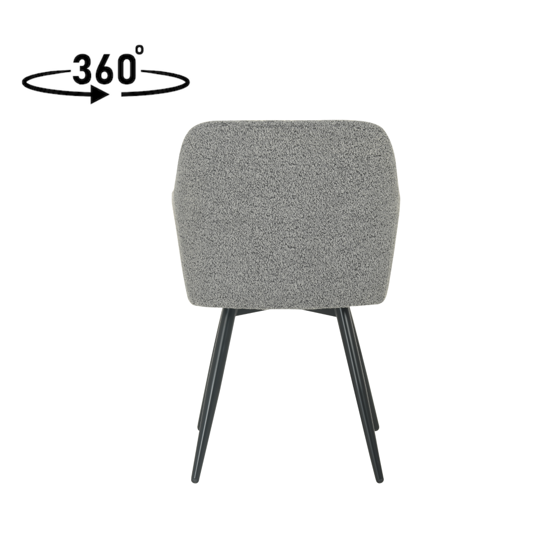 Eetkamerstoel Horsens Donkergrijs Bouclé met zwart onderstel