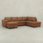 Cognac hoekbank 4 zits