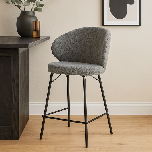 Barkruk Visby Donkergrijs Bouclé