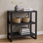Kleine, smalle, lage boekenkast van zwart mangohout 90 cm breed