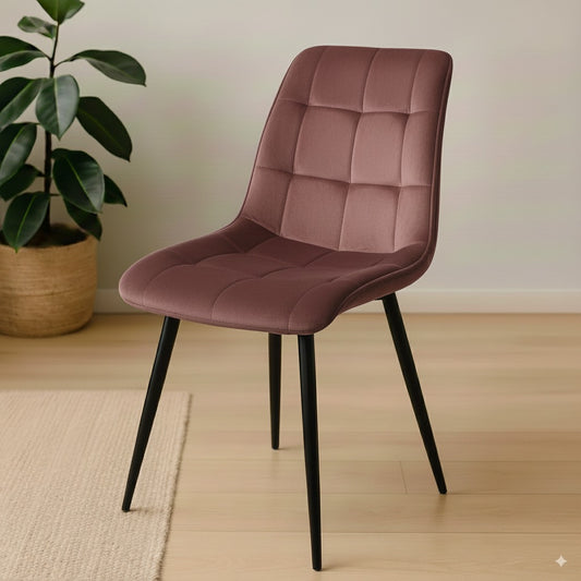 eetkamerstoel van roze fluweel