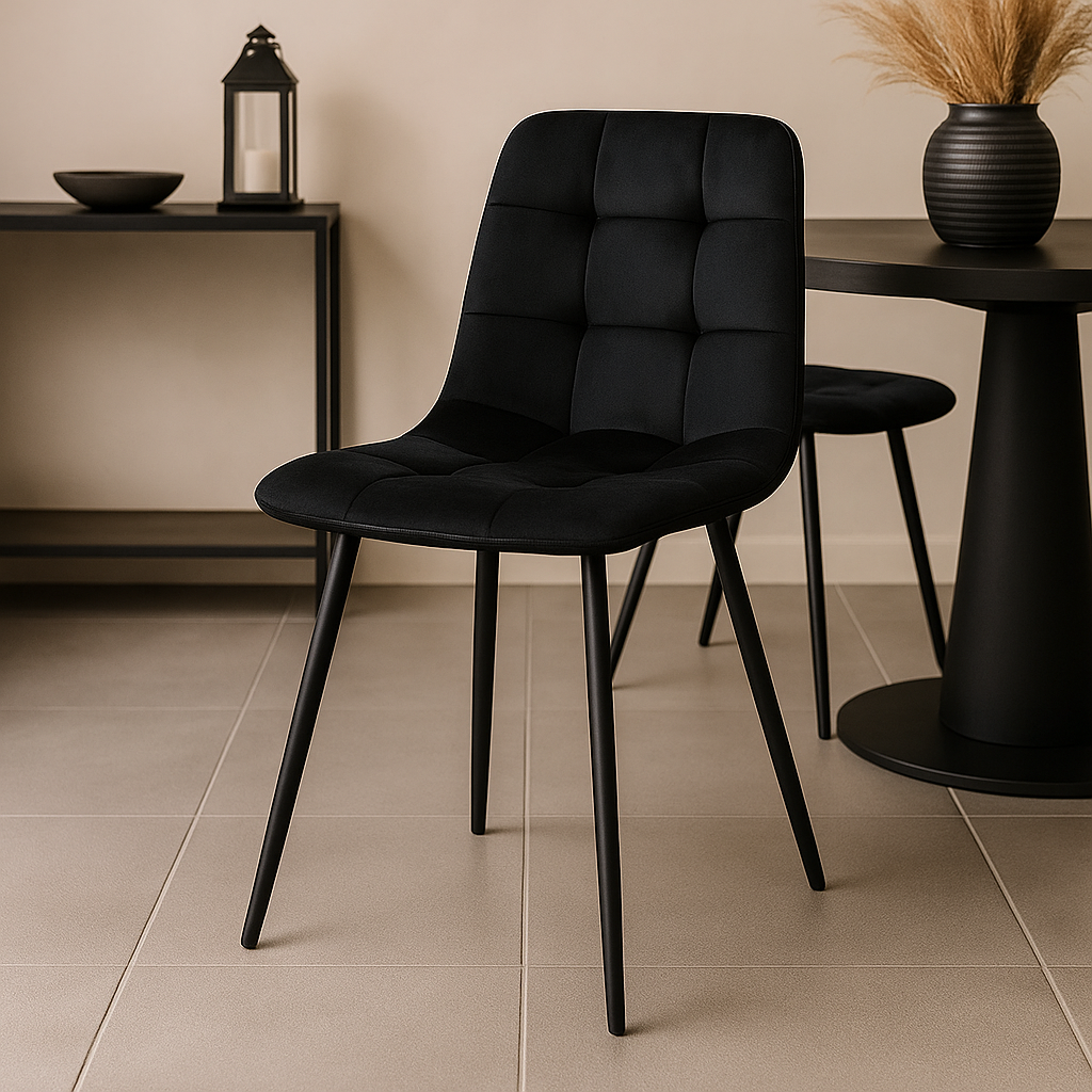 Eetkamerstoel Arendal Zwart met zwart onderstel