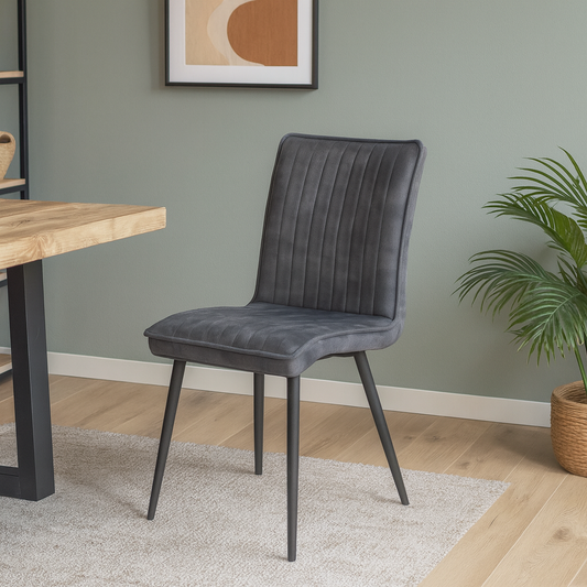 eetkamerstoel met hoge rug van antraciet fluweel