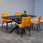 eetkamerstoel met hoge rug van cognac fluweel