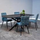 eetkamerstoel met hoge rug van donkerblauw fluweel
