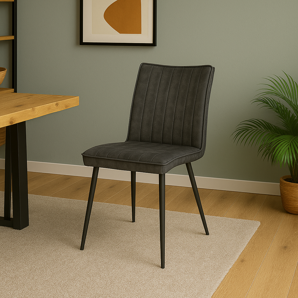 Eetkamerstoel Falster Donkergroen met zwart onderstel