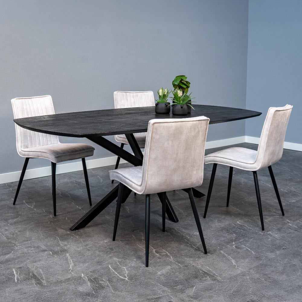 Eetkamerstoel Falster Lichtgrijs met zwart onderstel