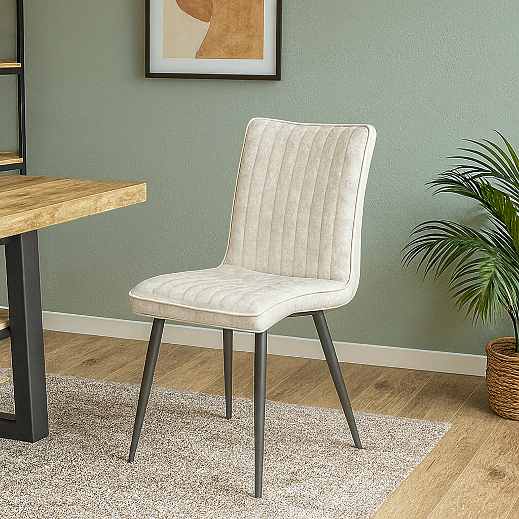 Eetkamerstoel Falster Lichtgrijs met zwart onderstel