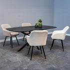 eetkamerstoel met armleuning wit boucle