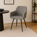Eetkamerstoel Horsens Donkergrijs Bouclé met zwart onderstel