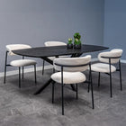 eetkamerstoel beige boucle met open rug