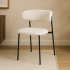 Eetkamerstoel beige boucle met open rug