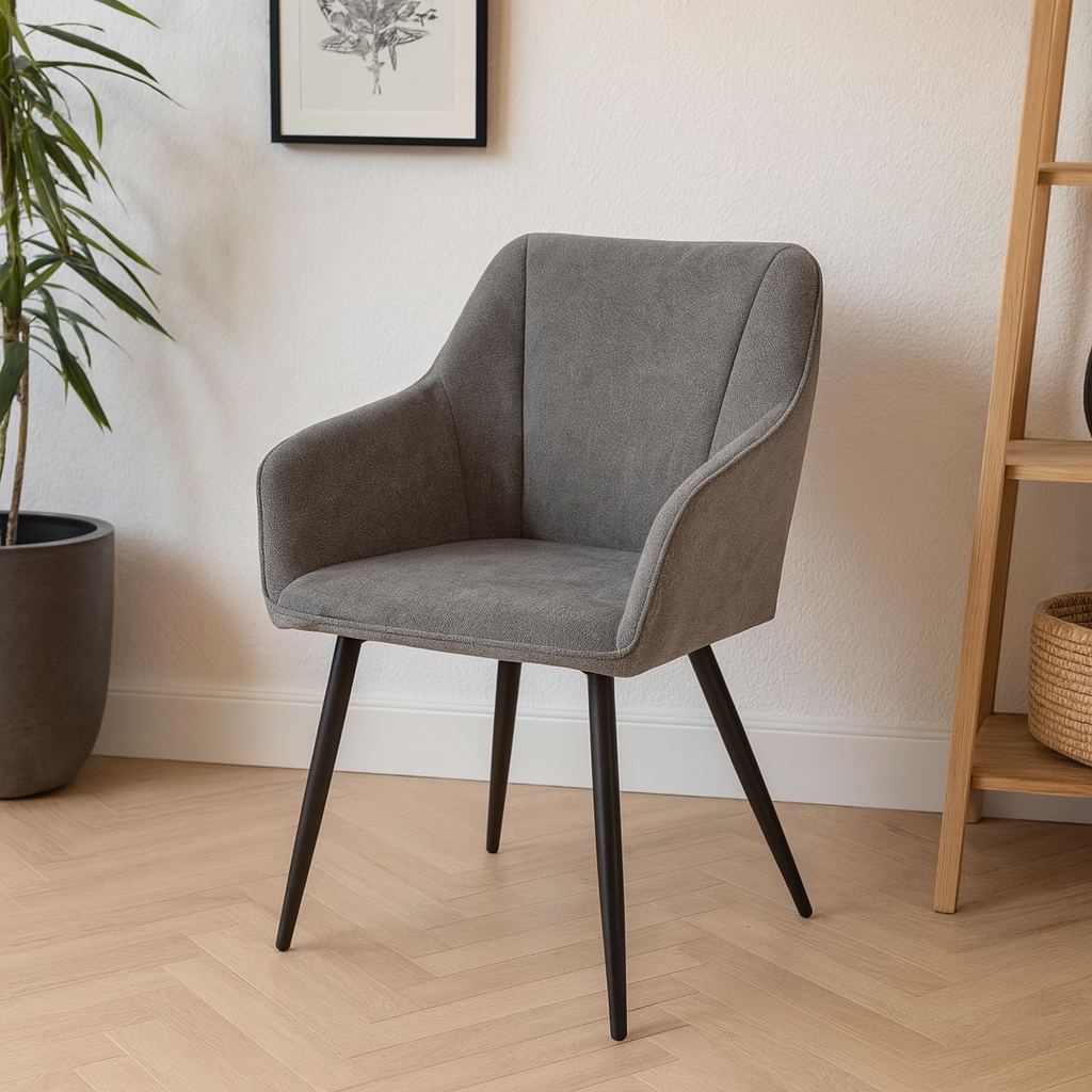Eetkamerstoel Bornholm Donkergrijs met zwart onderstel