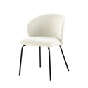 Eetkamerstoel Tromsø Wit Bouclé met zwart onderstel