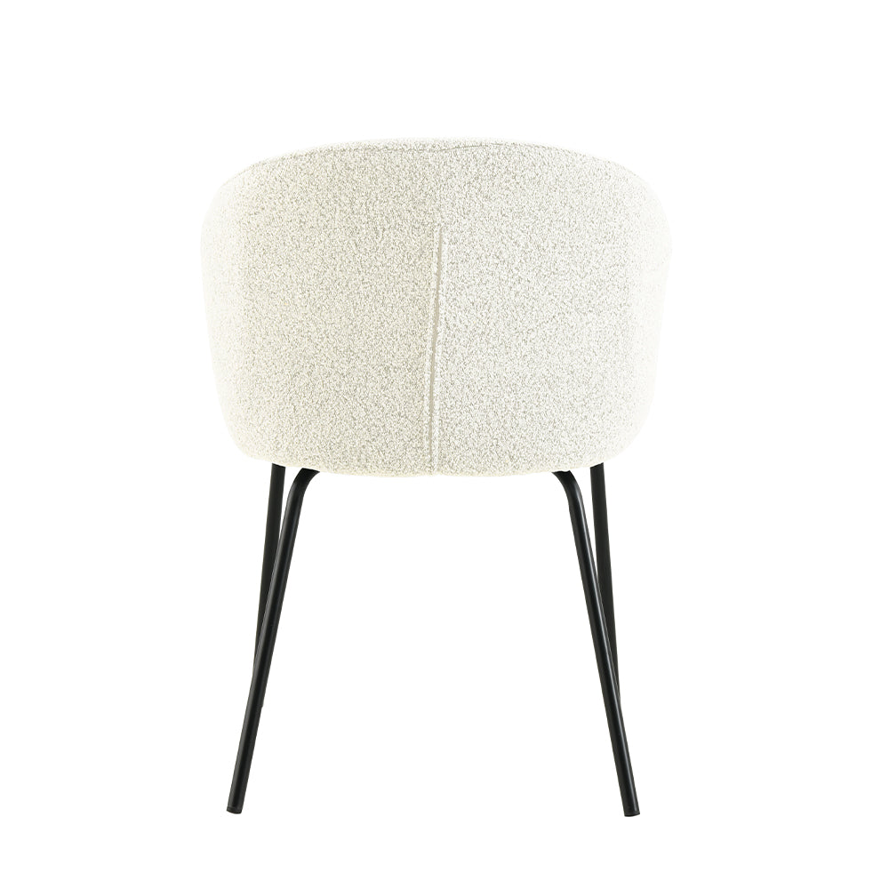 Eetkamerstoel Tromsø Wit Bouclé met zwart onderstel