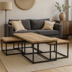 Salontafel set van 3 rechthoekig van mangohout