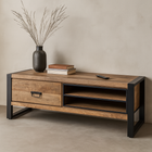 Mangohouten tv meubel met lade 130 cm breed