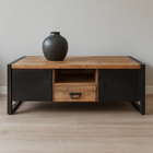 TV meubel in het zwart met hout.