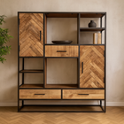Mangohouten Vakkenkast 120 cm Zwart