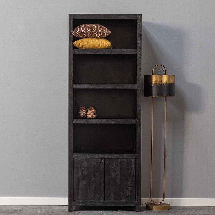 Mangohouten Wandkast Evan 80 cm (4 open vakken, 2 deuren)