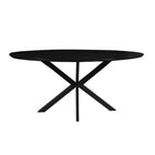 zwarte ovale eettafel met dun mangohouten blad 160 cm breed