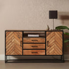 Dressoir van mangohout met visgraat 145 breed