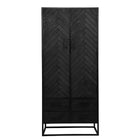 zwarte wandkast met visgraatpatroon van mangohout 80 cm breed